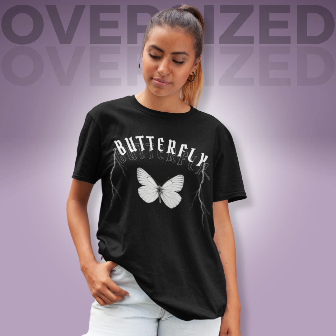 Butterfly Oversized Printed T-Shirt - Faztroo