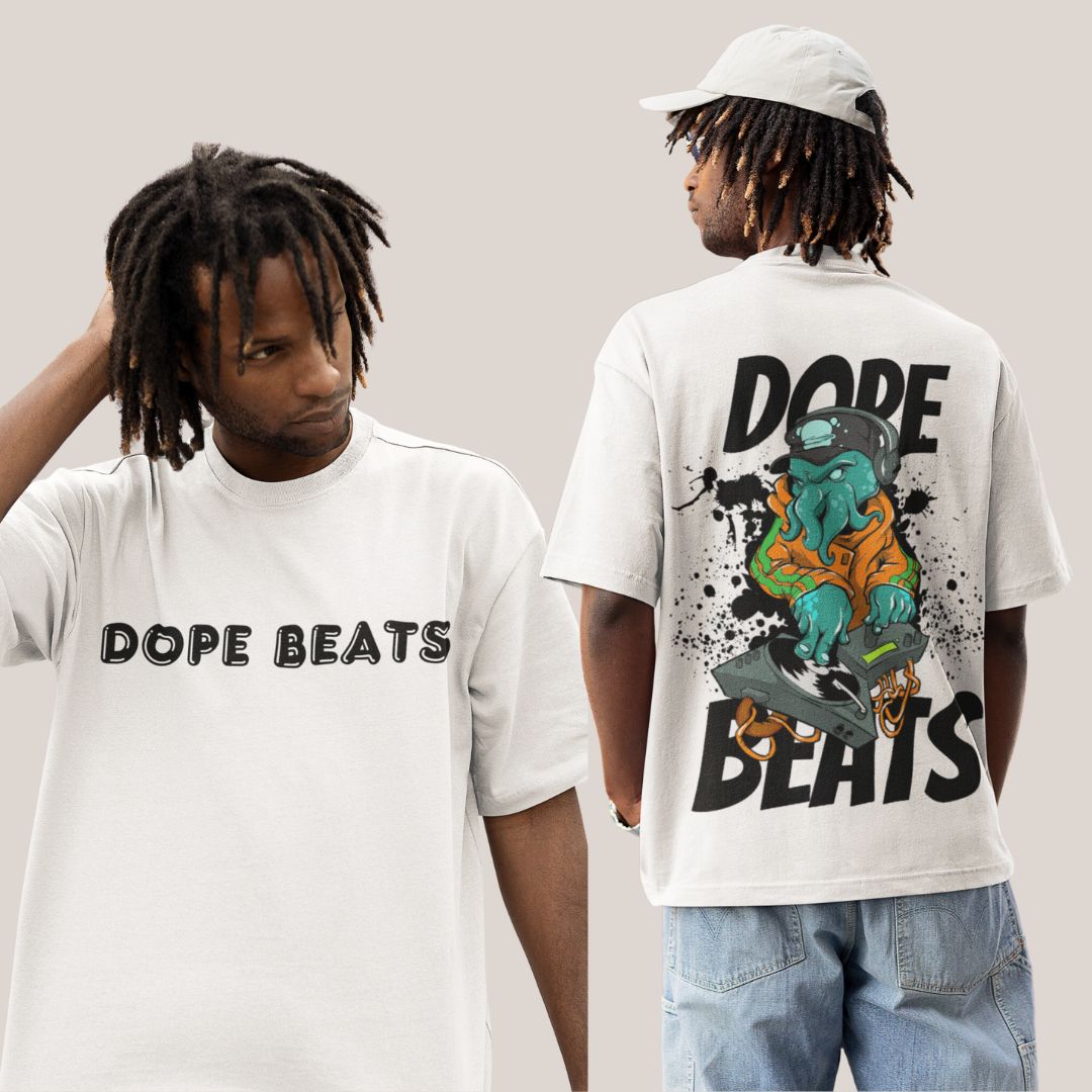 Men's Black Dope Beats Oversized T-Shirt - Faztroo