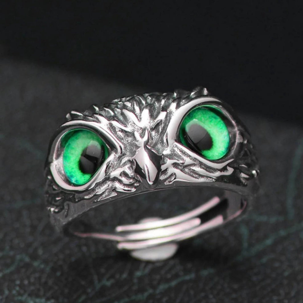 Silver Plated Luck Bringing Owl Ring - Faztroo