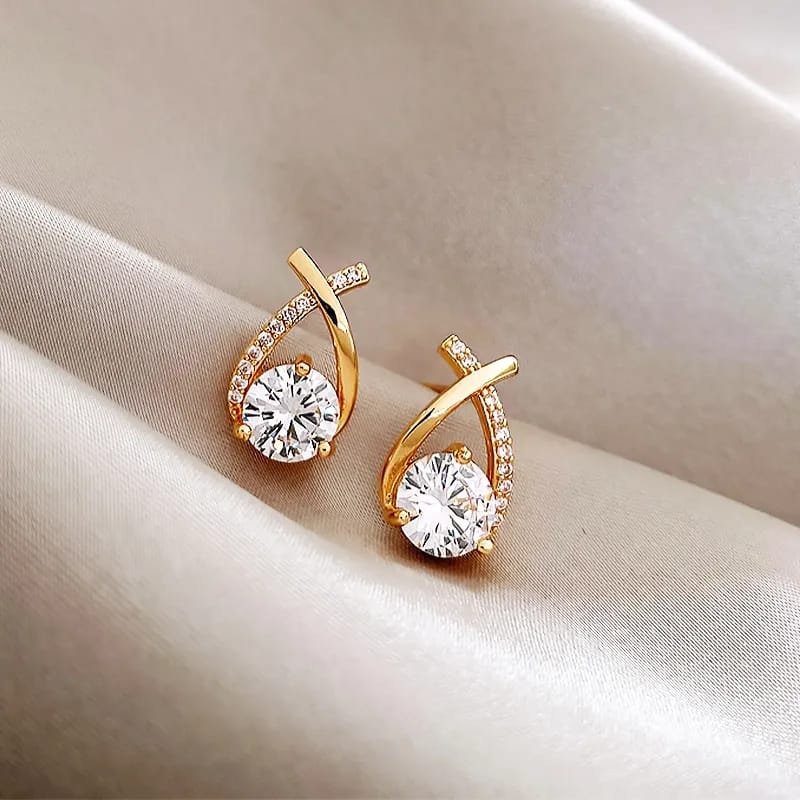 Shiny Cross Diamond Earring  Faztroo
