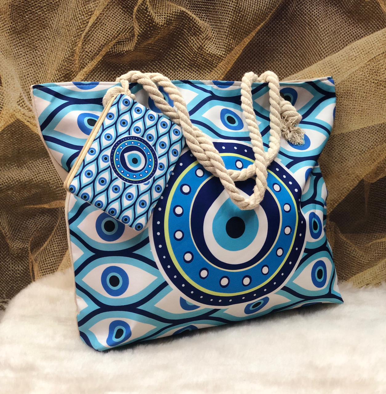 Blue Mandala Hand Painted Design Tote Bag