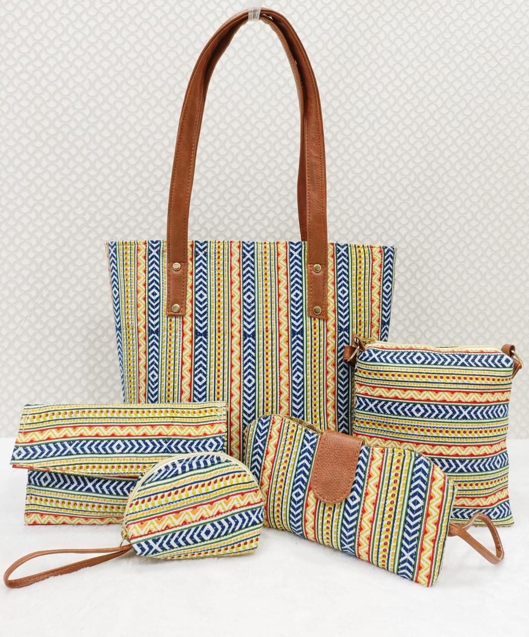 Order online! Blue Ikkat tote bag - CraftsBite, Pune