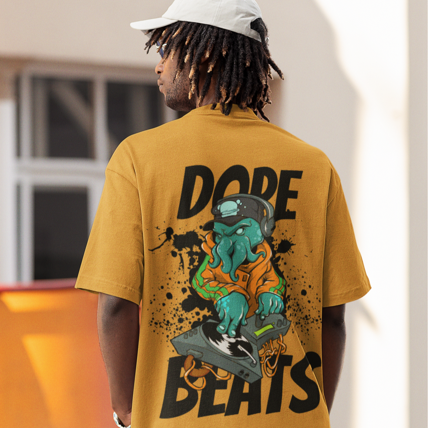 Men's Black Dope Beats Oversized T-Shirt - Faztroo