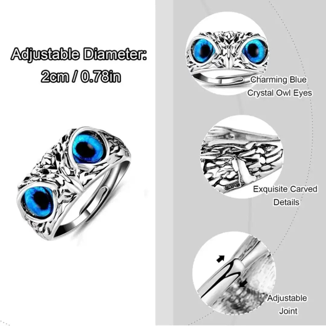 Silver Plated Luck Bringing Owl Ring - Faztroo