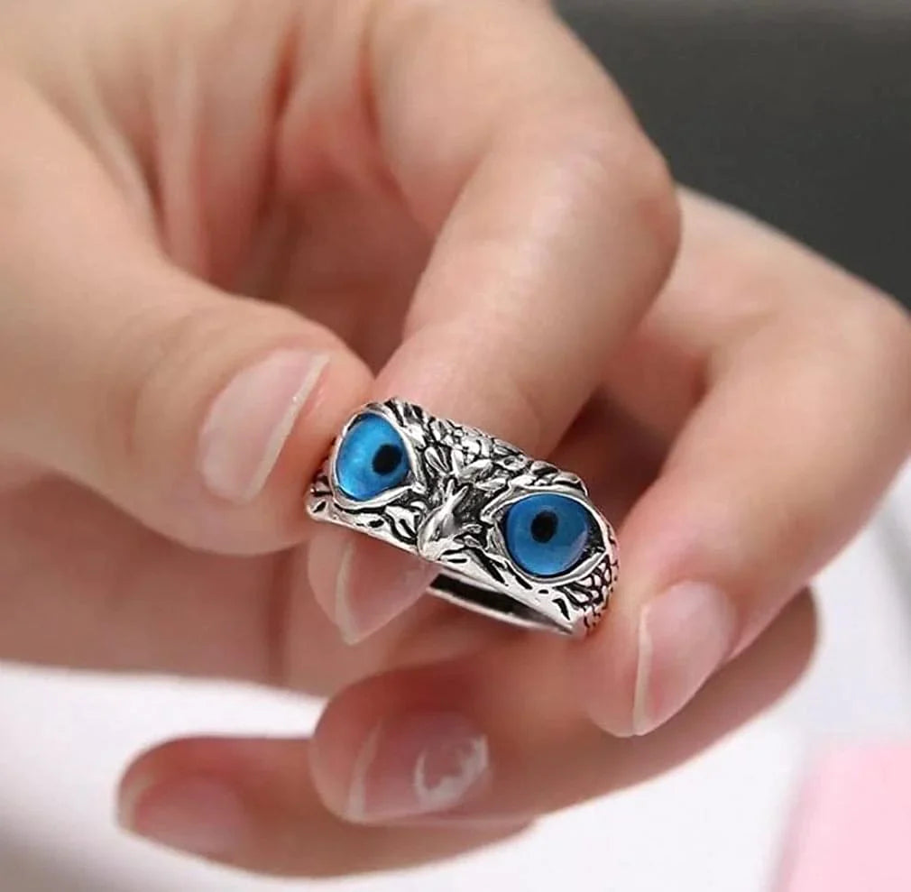 Silver Plated Luck Bringing Owl Ring - Faztroo