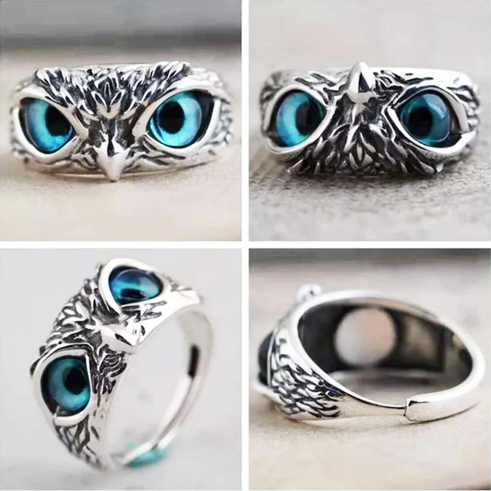 Silver Plated Luck Bringing Owl Ring - Faztroo