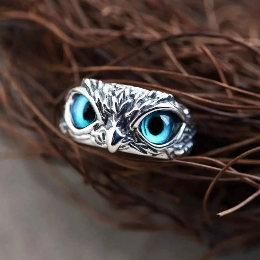 Silver Plated Luck Bringing Owl Ring - Faztroo