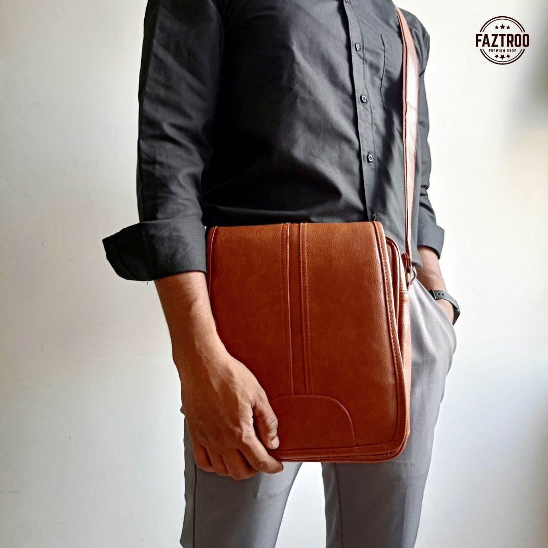 Mans 100% Genuine Leather Sling Bag Men Messenger Bags for Men Black Chest  Bags for